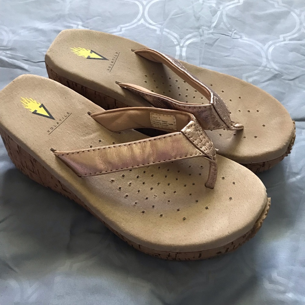 Rose gold platform sandals 7